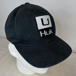 Huk Snapback Trucker Hat Cap Black Fishing One Size Fits Most